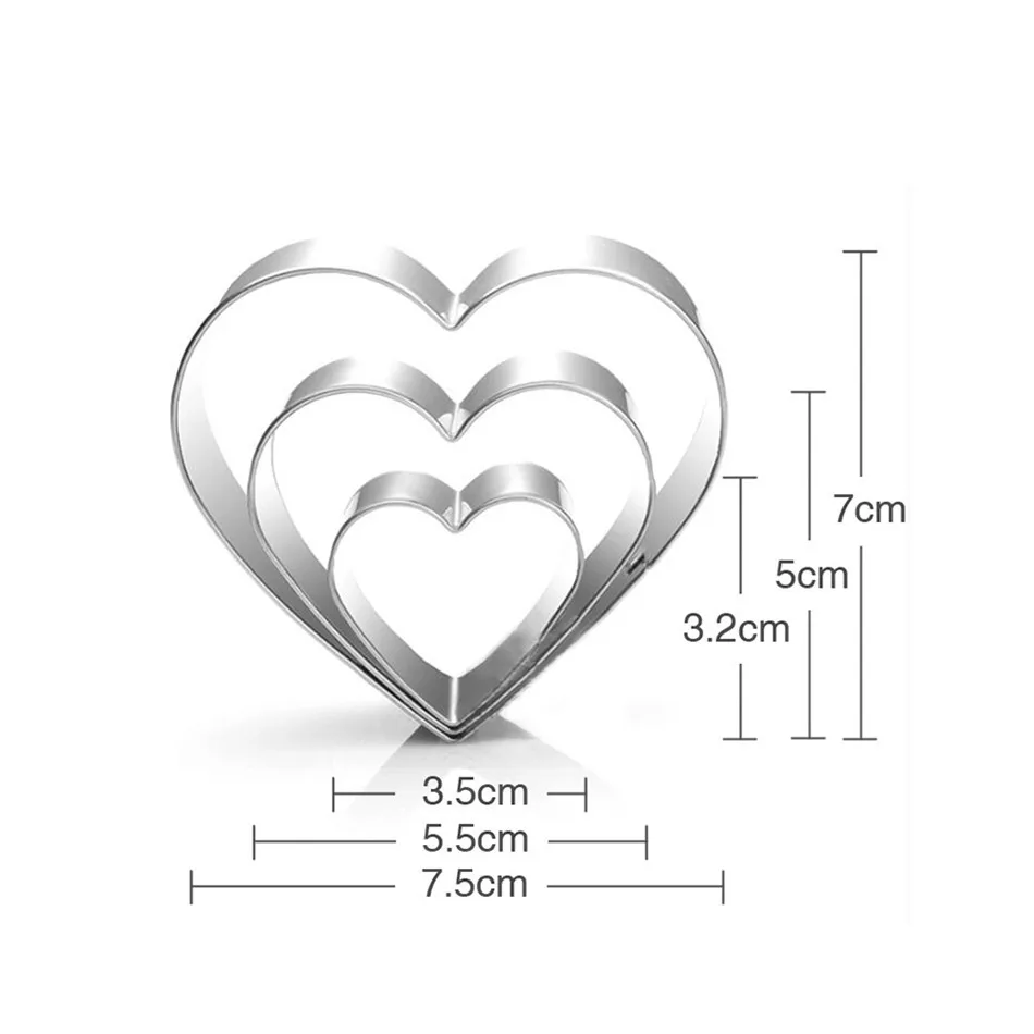 Форма для выпечки на День святого Валентина из нержавеющей стали, аксессуары для выпечки, маленький, средний, большой, в форме сердца, инструменты для выпечки, новинка