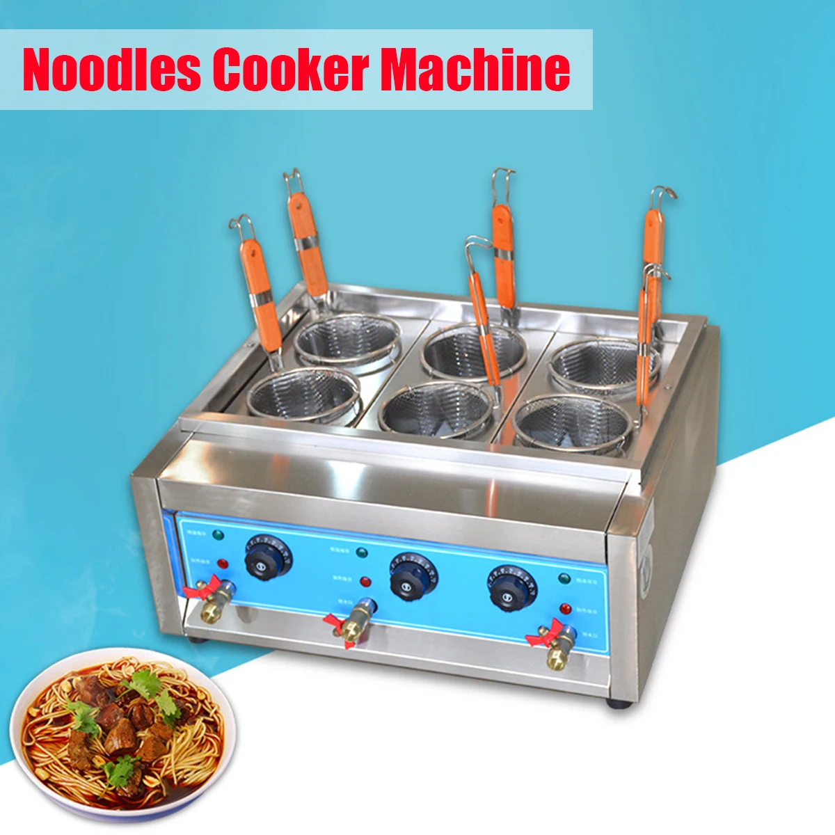 

220V Multifunctional Table Electric Noodles Cooker Heating Machine Furnace 4/6 Holes Commercial Pasta Food Cooker Business Use