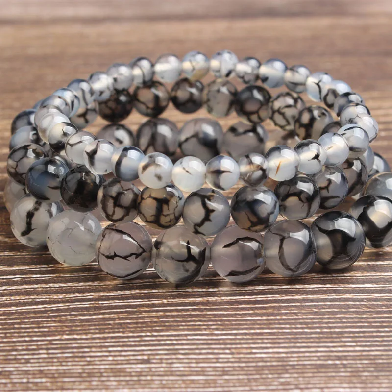 

LingXiang 4-12mm Fashion natural Jewelry Black and white onyx beads bracelet be fit for men and women Accessories and amulets