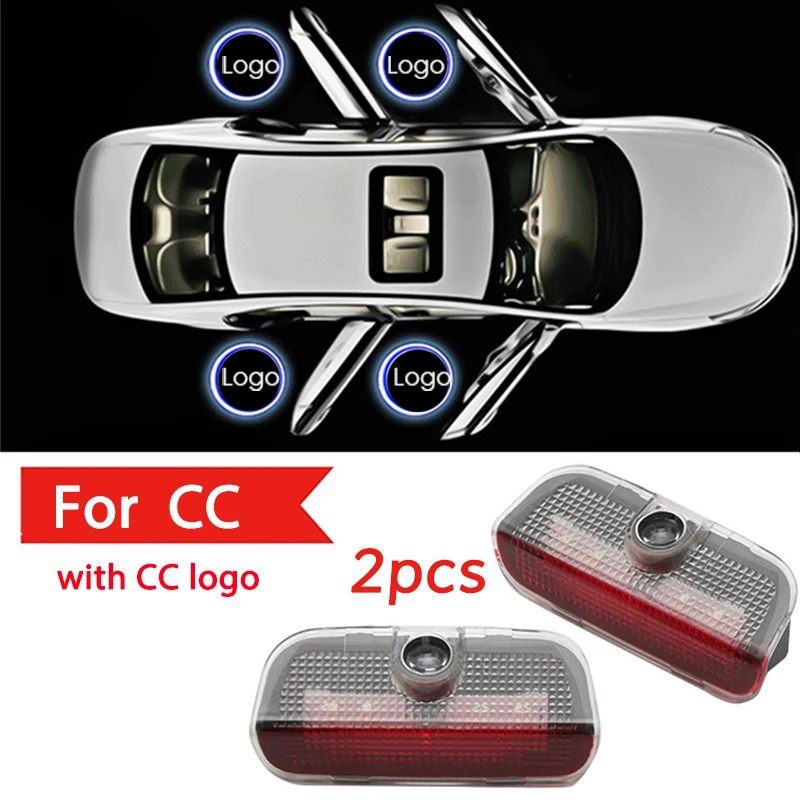 

2X Led Car Door Light For VW CC Volkswagen Logo Light R Rline Laser Projector Light Warning Light Ghost Shadow Light Accessories