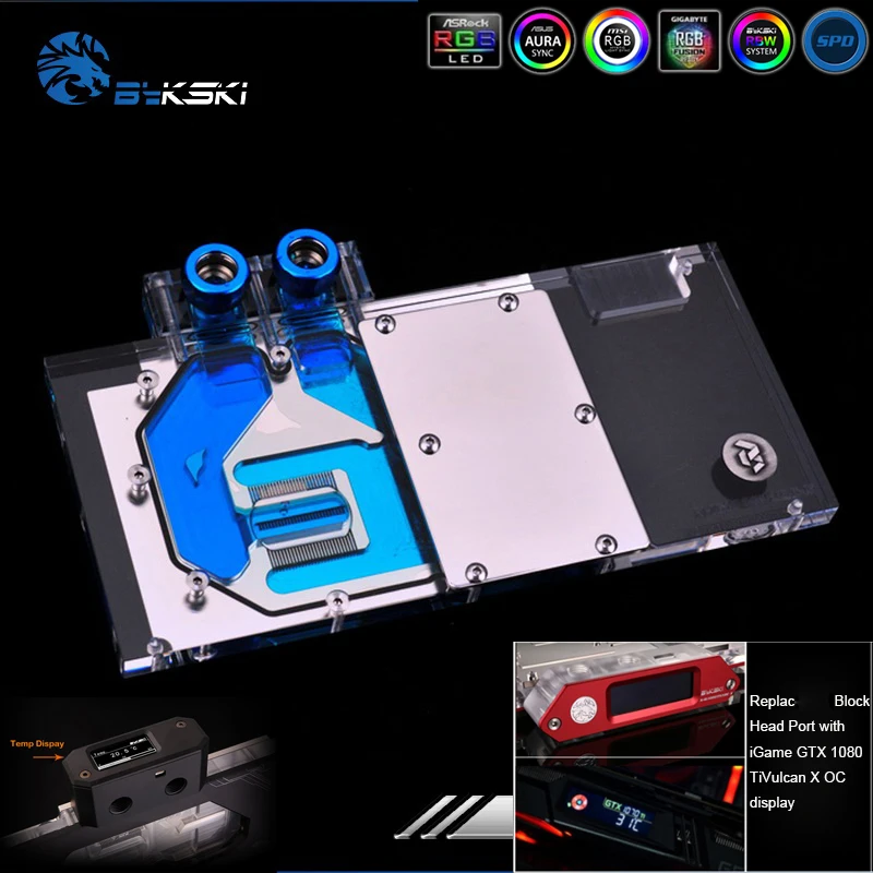 

Bykski N-IG1080TIVXOC-X GPU Full Cover Water Cooling Block With LED Light for Colorful iGame1080Ti Vulcan X SOC Graphics Card