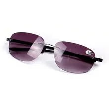 Новинка, мужские солнцезащитные очки высокого качества, очки для чтения, двойной светильник, линзы из смолы, бескаркасные металлические ножки для девушек 1,0-3,5 R104