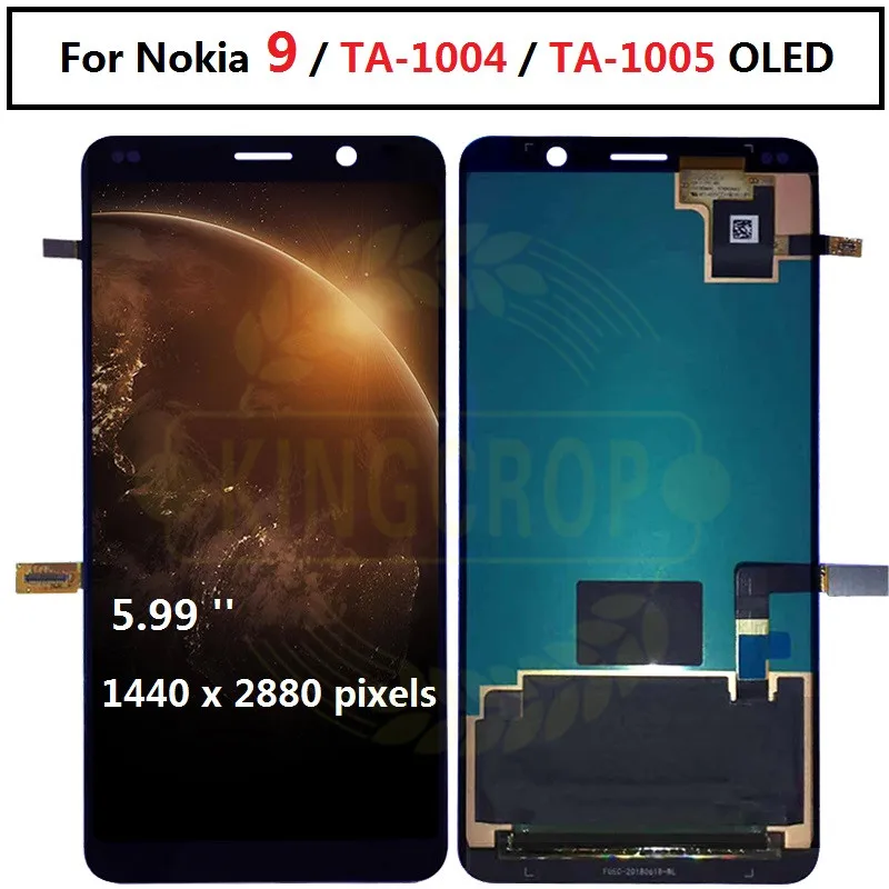 

2018 AMOLED For Nokia 9 LCD Display Touch Screen Digitizer TA-1004 TA-1005 For Nokia9 Nokia 9 LCD C9 Screen Replacement