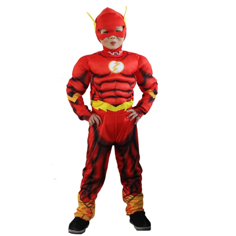 

The Flash Kids Muscle Jumpsuit Mask Superhero Fancy Dress Halloween Cosplay Costume Children Carnival full body suit costumes