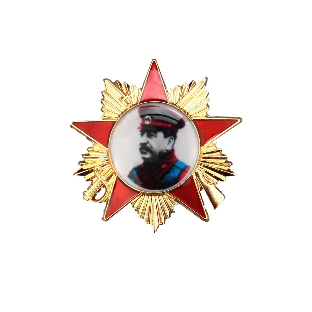Позолоченная брошь СССР [Сталин X Марио медаль патриотической войны] креативная