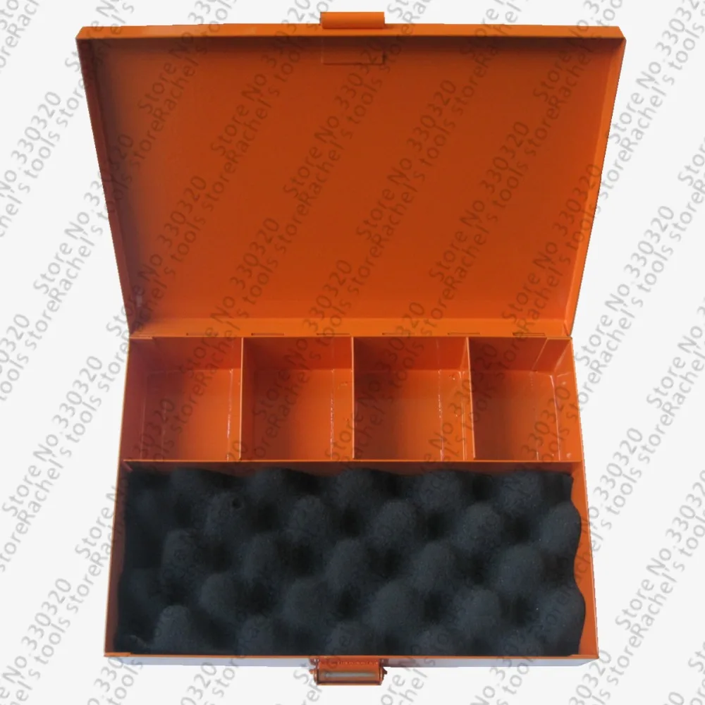 

Empty metal tool box for sorting hand terminal crimping tool and wire end sleeves