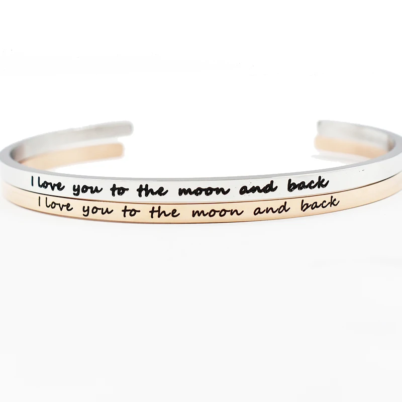1 шт. браслет из нержавеющей стали I Love You To The Moon And Back вдохновляющая цитата женские