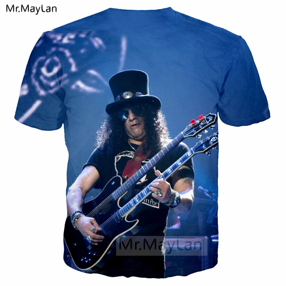 Pop Rock Slash Guitar 3D Print T shirt Men/women Hard Rock Streetwear T-shirt Guns N‘ Roses Band Hip Hop Man Tshirt Clothes 6XL