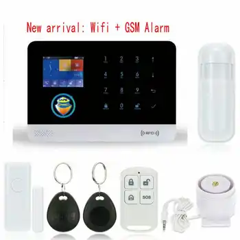 

New Black Color WIFI GSM 3G GPRS Home Alarm System with Free APP for Remote Monitoring Controlling with Wireless PIR Door Sensor