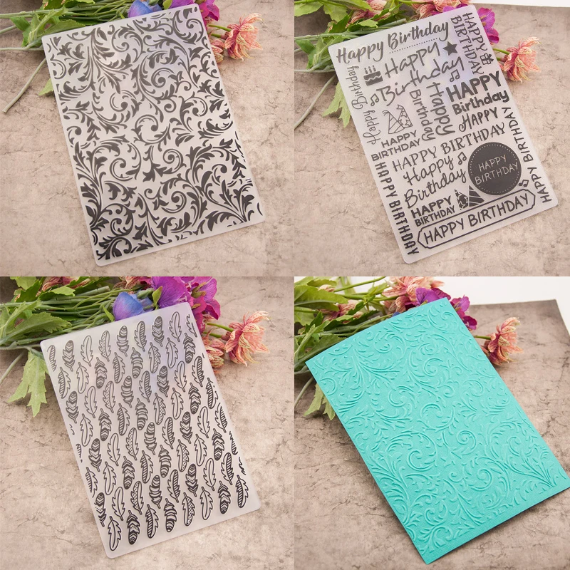 

Flower Plastic Embossing Folders Birthday Word Alphabet Folder for DIY Scrapbooking Paper Craft/Card Making Decoration Supplies