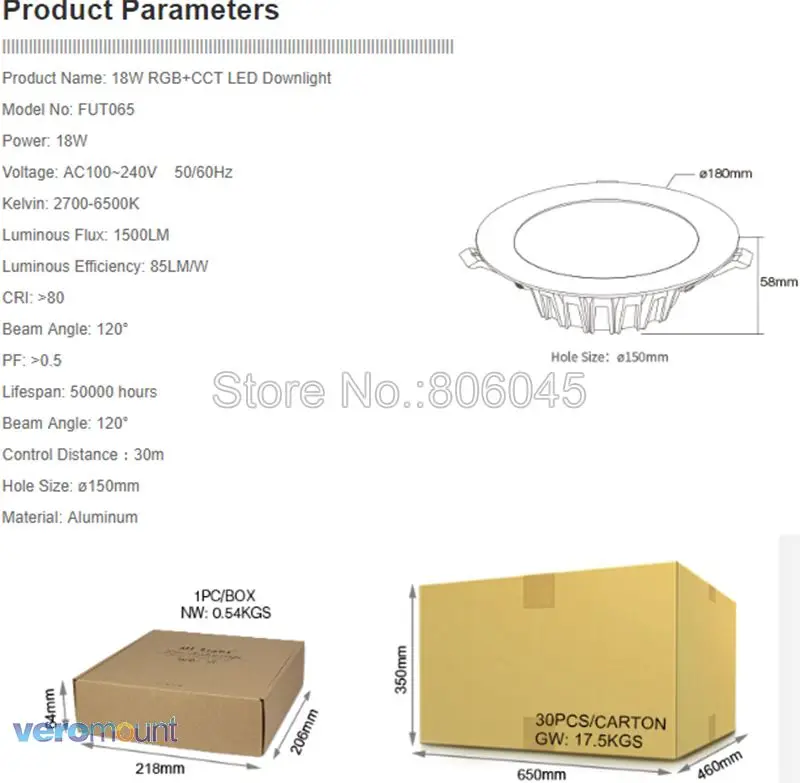 Milight 6W 9W 12W 15W 18W 25W RGB+CCT LED Downlight Ceiling Spotlight AC110V 220V FUT060 061 062 063 064 065 066 068 069