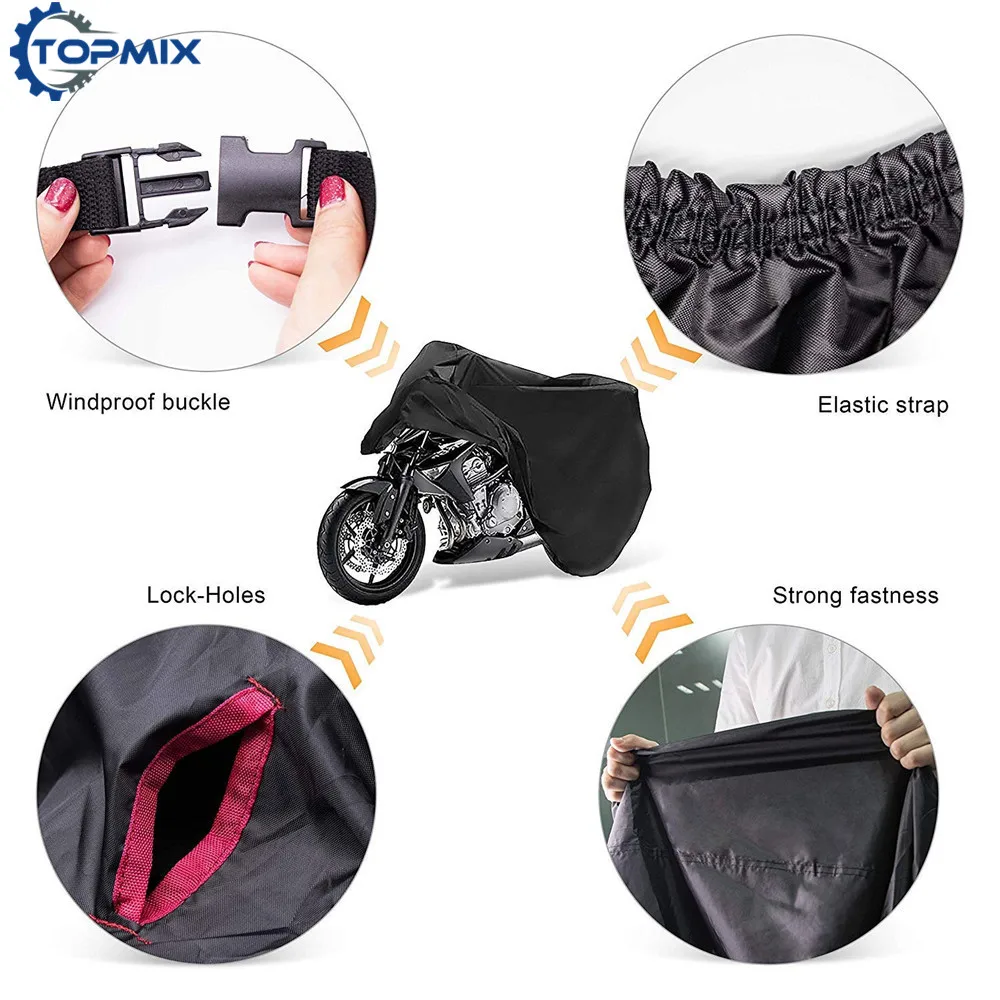 Прочный черный чехол для мотоцикла L/XL/XXL/XXXL 210D с защитой от УФ излучения дождя