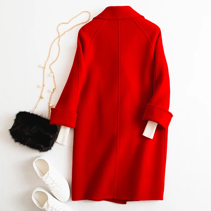 New Spring Autumn Fashion Cocoon Shape Wool Coat Women Loose Thin Single Button Coats Outerwears Double-sided Woolen Tops Mw427 New Spring Autumn Fashion Cocoon Shape Wool Coat Women Loose Thin Single Button Coats Outerwears Double-sided Woolen Tops Mw427