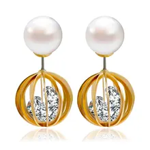 shamballa earrings double simulated pearl earrings for women fashion jewelry brincos boucle d’oreille femme crystal stud earing