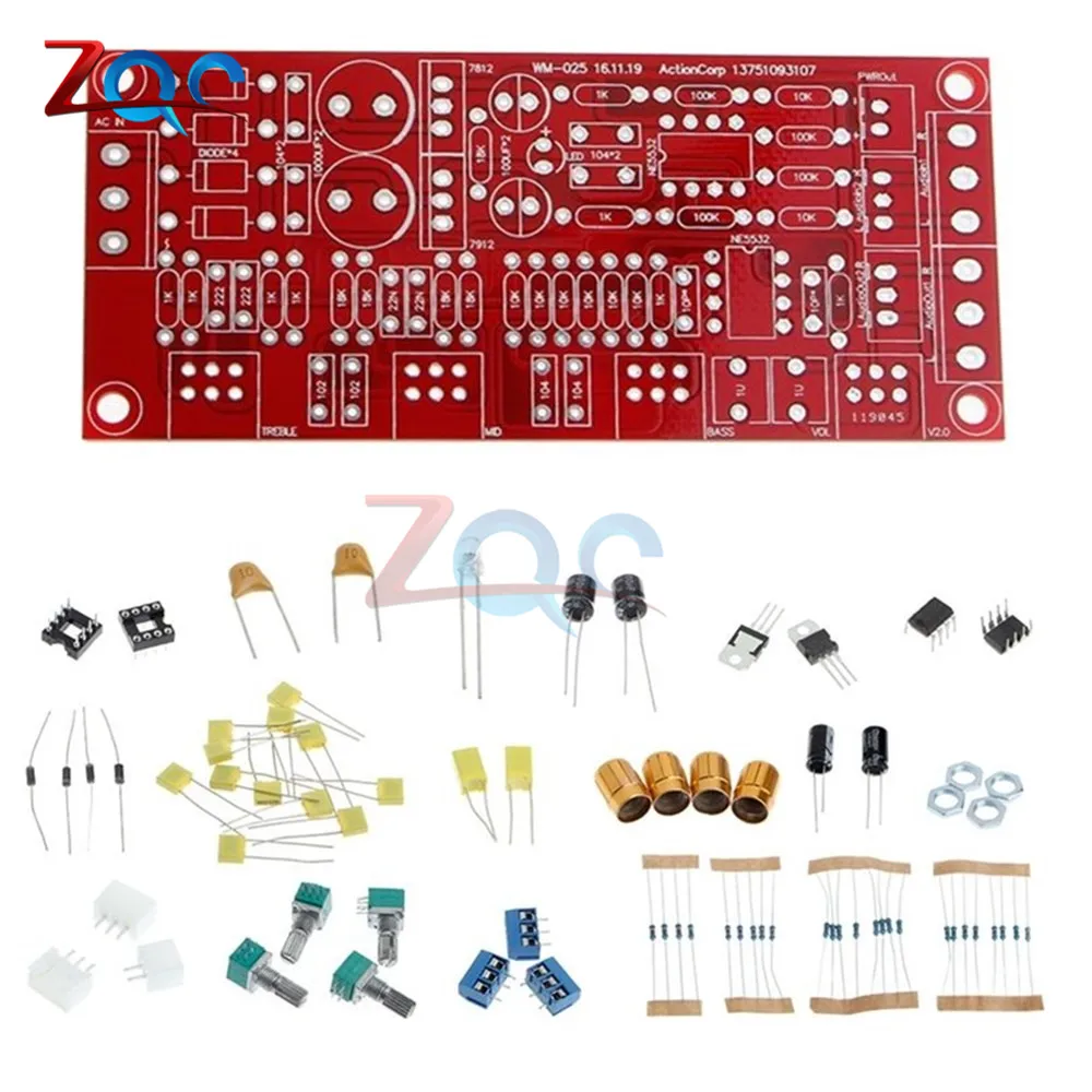 NE5532 предварительно усилитель предусилителя тональная плата наборы DIY высокие частоты Alto бас регулятор громкости