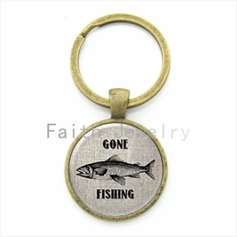 Брелок TAFREE Gone Fishing, винтажный, интересный, с изображением рыбы, брелок, шарм, морская жизнь, подарок для Него KC228