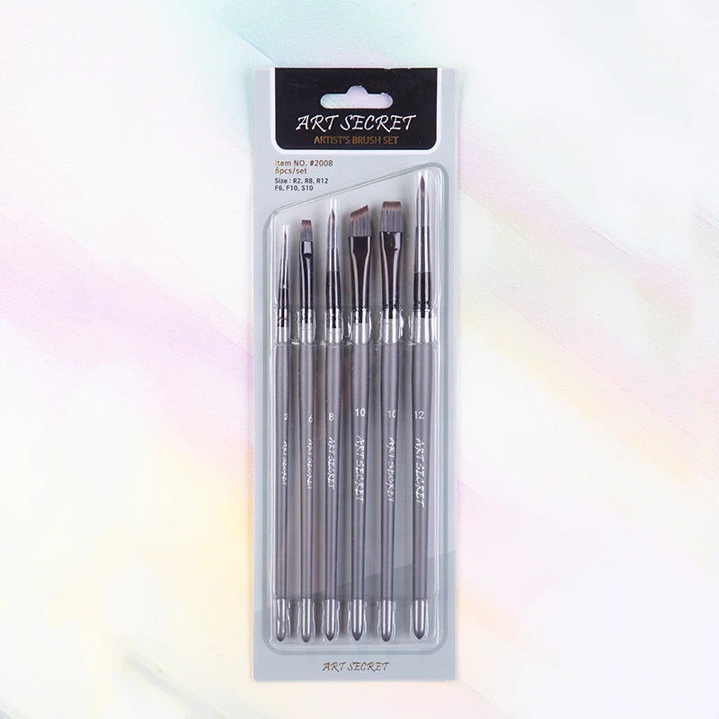 Artsecret 2008 6PC/Set High Quality Korea Importing Taklon Hair Wooden