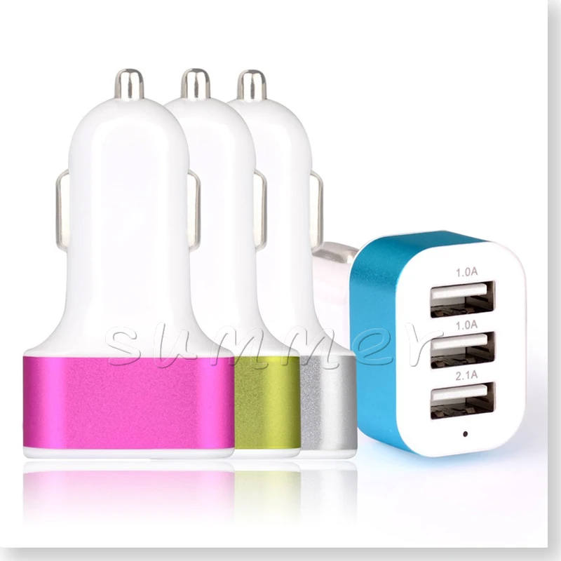 100 pcs Car Charger 3 port Rapid USB Car battery Chargers Cigarette