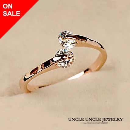 lovely woman 2 pcs cubic zirconia ring rose gold color open style twin fashion wedding ring - Woman Wedding Ring lovely woman 2 pcs cubic zirconia ring rose gold color open style twin fashion wedding ring - Woman Wedding Ring