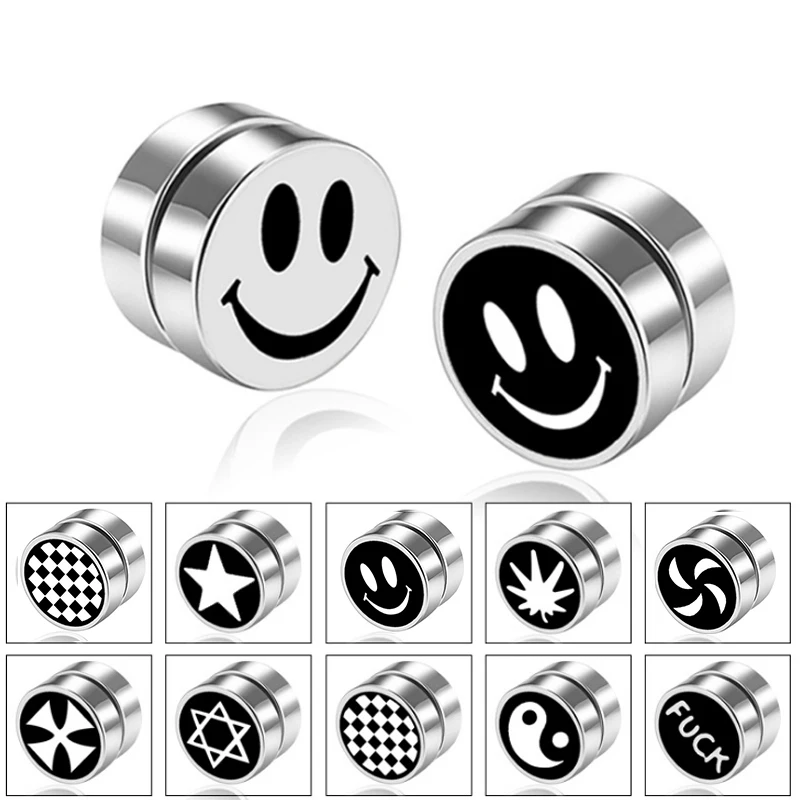 

1PC Cool Dumbbell Unisex Magnet Women Stainless Steel Punk Titanium Steel Men Hot Earrings Jewelry Ear Stud Street Magnet