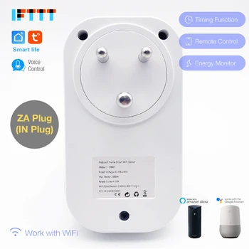

WIFI Smart India South Africa ZA Plug Power Monitor 16A Smart Socket Wireless Outlet Voice Control Work with Alexa Google home
