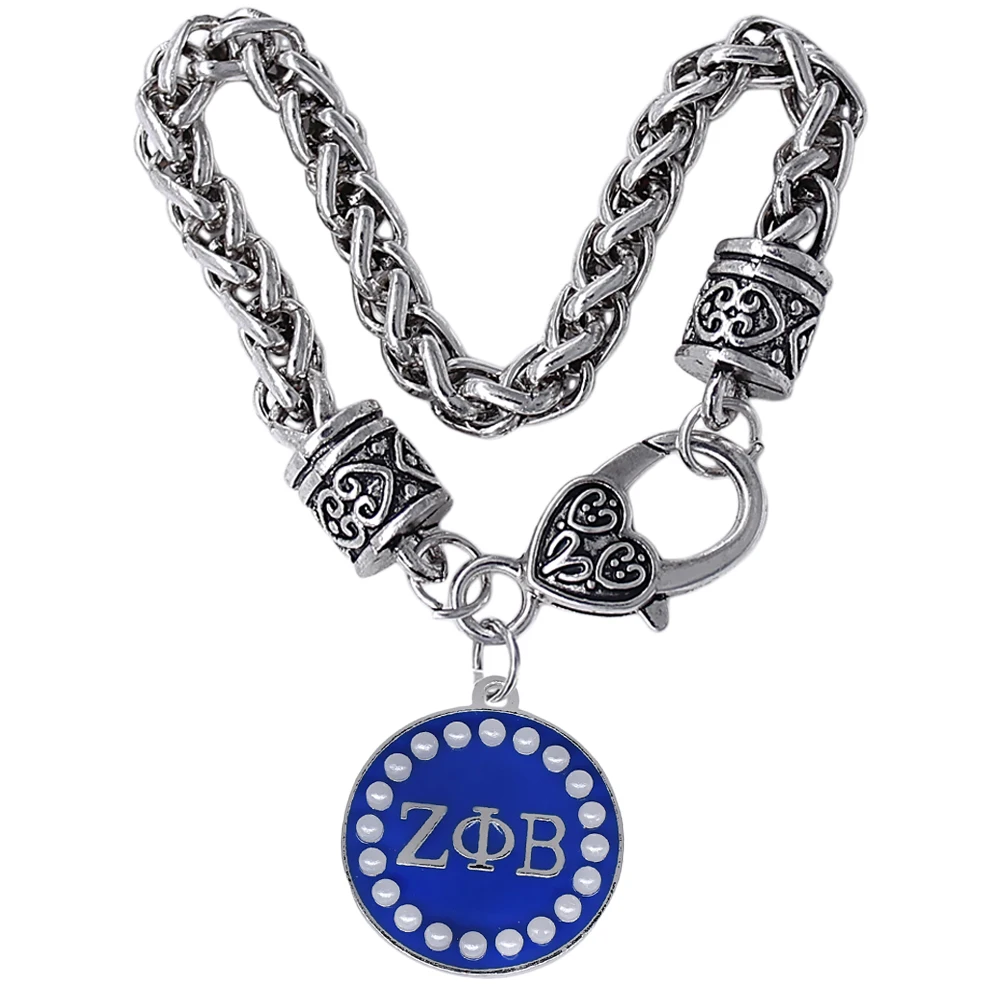 Мода горный хрусталь инкрустированные металлические греческое общество логотип bling Браслет zeta Phi Beta sorority ювелирные изделия браслет