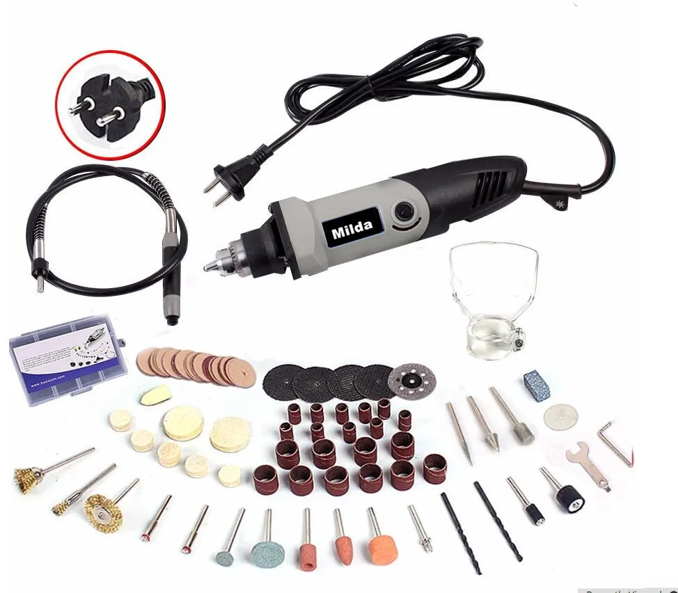 

Milda 400W 94PCS Accessories Mini Electric Drill with 6 Position Variable Speed for Dremel Rotary Tools cnc tools power tools