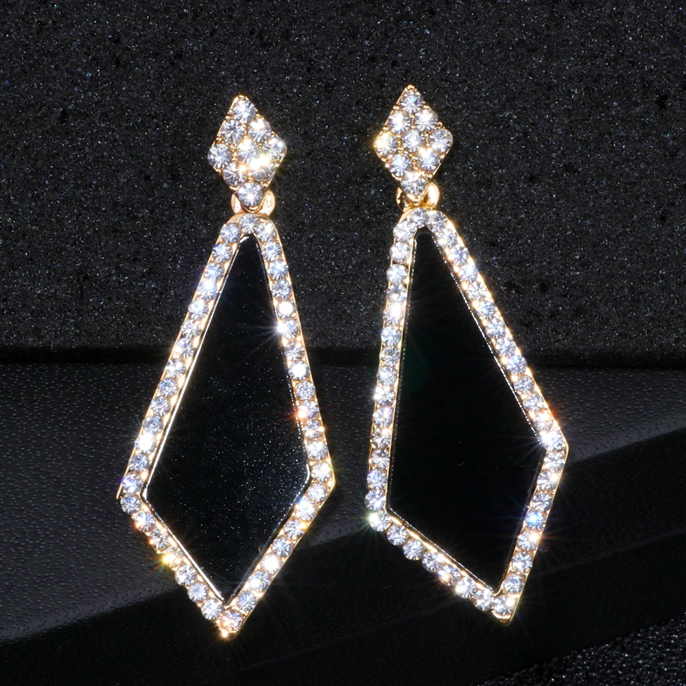 

2018 New Style Deisgn Simple Geometric Earrings Brincos Luxury Crystal Long Drop Earrings For Women Fashion Party Jewelry WX071