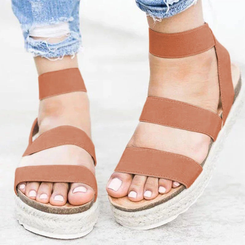 

Woman sandals 2019 beach Summer black Women's shoes Casual Sandals big size 43 Straw leisure Shoes