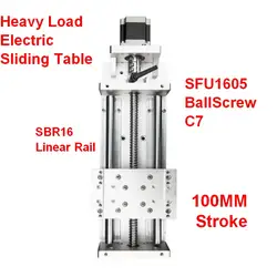 100 мм ход ЧПУ тяжелые нагрузки электрической точность фрезерования раздвижной стол слайд линейной стадии SFU1605 C7 ШВП SBR руководство на
