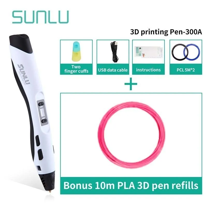 SUNLU 3D печать Ручка низкая температура SUNLU Бестселлер SL-300A 3D ручки для детей Scrible Исследуйте создание 3D Ручка коробка набор - Цвет: SL-300A-10.1-White