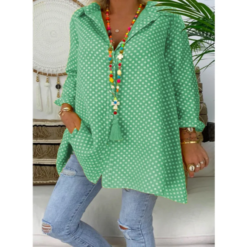 2019 new Women Spring Summer Casual Long Sleeve Shirt Blouses V-neck Streetwear Shirt Plus Size Loose Blusas Female