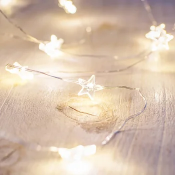 

3M LED Star/Heart Copper Wire String Fairy Lights Christmas Wedding Garden Home Decoration Lights Battery Operate Twinkle Lights