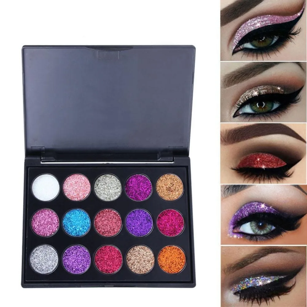 

15 colors glitter eyeshadow palette Diamond makeup glitter pigment kits smoky eye shadow pallete Cosmetic polvos maquillaje