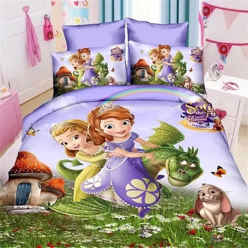 Набор пододеяльников для пуховых одеял с изображением Человека-паука Диснея, двойной размер, постельное белье для мальчиков, декор в спальню, одиночное одеяло для постельного белья, Детские простыни - Цвет: princess sophia 2