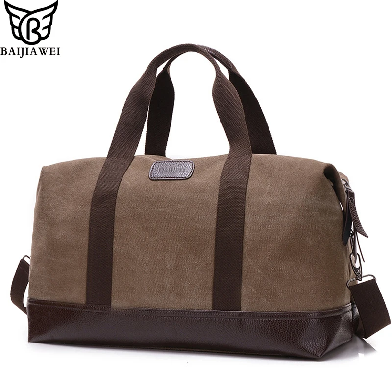 

BAIJIAWEI 2019 New Men's Handbag Casual Canvas Shoulder Bag Large Capacity Canvas Men's Travel Bags Portable Computer Bag