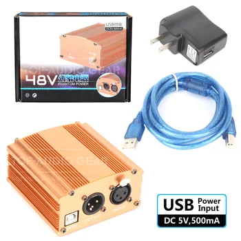 

Free Shipping USB Input 48V DC Phantom Power Supply For Condenser Mic Computer Recording Audio Studio Broadcasting Microphone