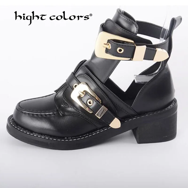 

2019 Women's Shoes Summer Fashion Buckle Strap Motorcycle Boots High Heels Round Toe Mid-Calf Boots Shoe Plus Size 40 Q268-1