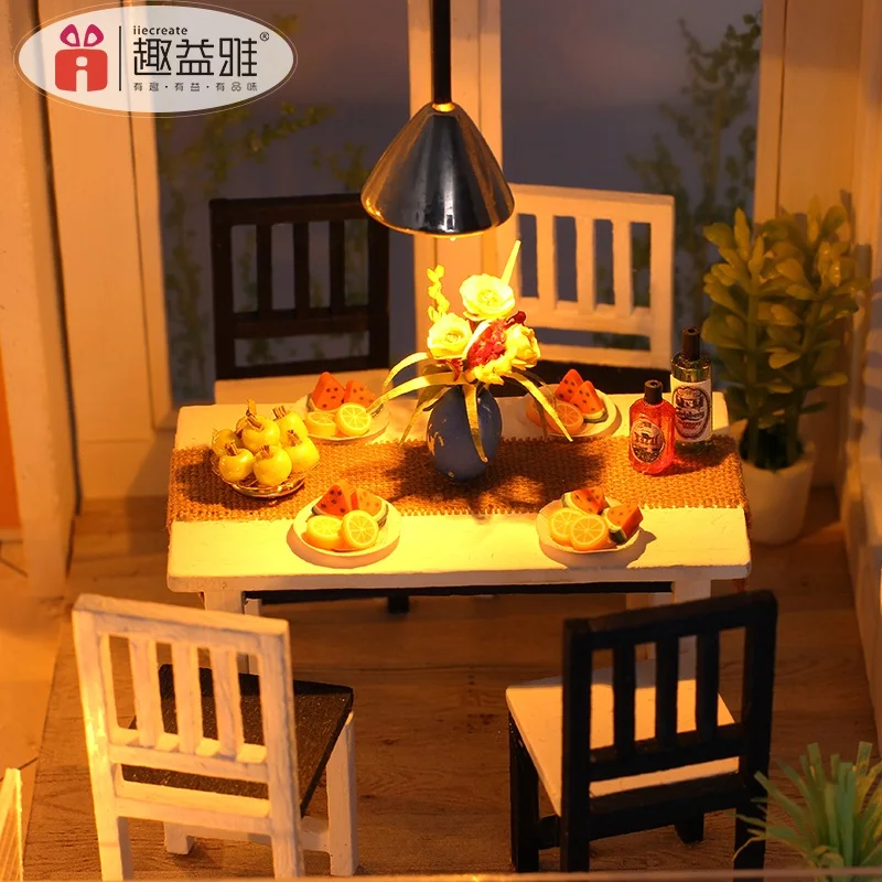 Doll House Furniture Miniatura DIY Doll Houses Set Miniatures Dollhouse Kitchen Kids Wooden Toys for Children Birthday Gift