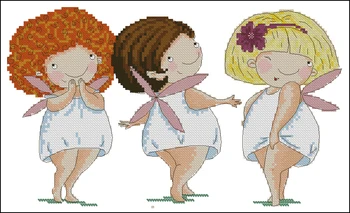 

Needlework 11CT 14CT 16CT 18CT Cross Stitch, DIY Count Cross Stitch, Embroidery Set, Three fat girls
