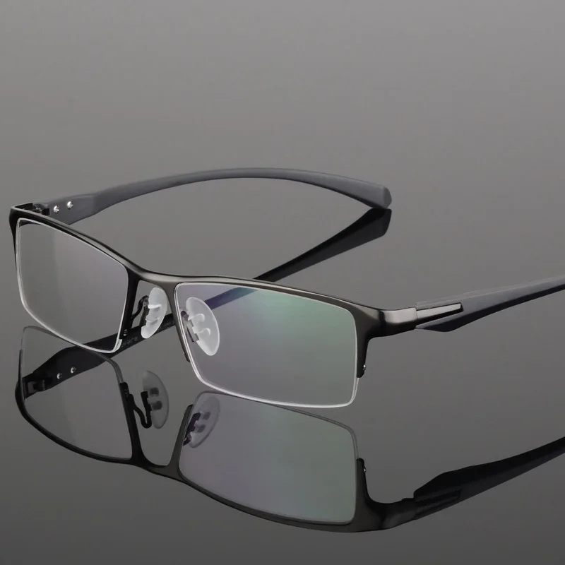 BCLEAR мужские титановый сплав оправа для очков очки гибкие дужки ноги IP гальванический сплав Материал, полный обод и половина обод - Цвет оправы: Half frame Gray