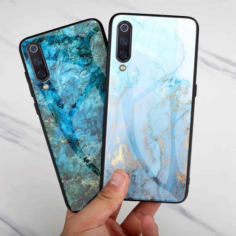 

For Xiaomi Redmi 6 Note 7 6 Pro Case Marble Tempered Glass Cover Phone Case For Xiaomi mi 9 Mi9 Transparent Coque 360 Protection