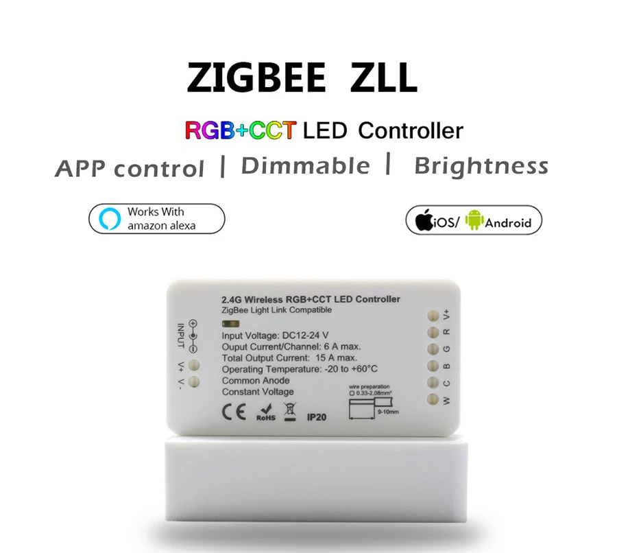 ZIGBEE светодиодный контроллер RGB+ CCT WW/CW Контроллер светодиодный DC12-24V контроллер светодиодной ленты ZLL APP контроллер RGBW RGB диммер