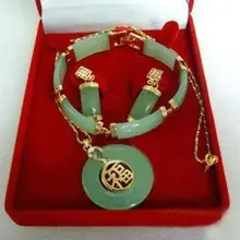 Натуральный зеленый нефрит жадеит Круг Подвеска-Пончик Набор