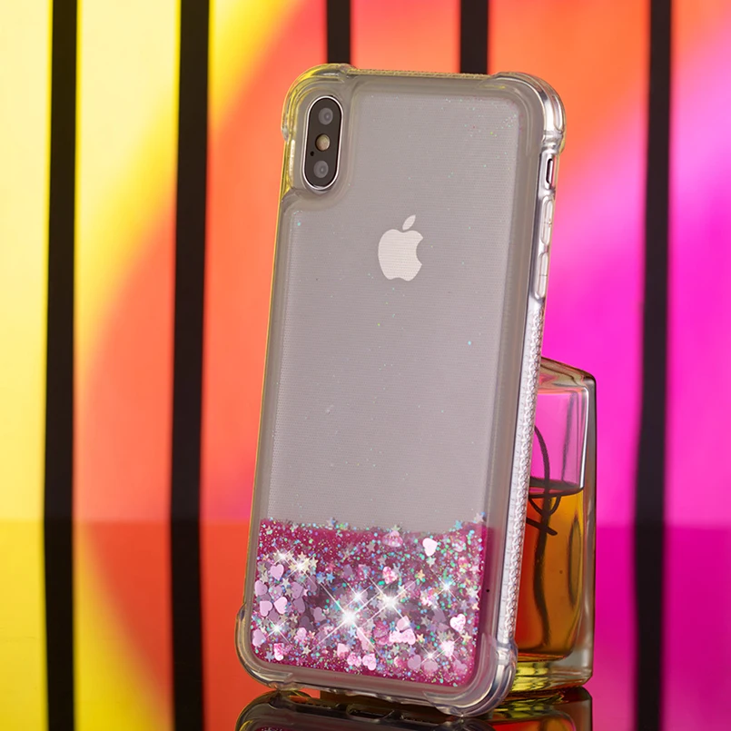 Bling Dynamic Liquid Quicksand Case For iPhone X XS Max XR Soft TPU Glitter Cover 6 6s 7 8 Plus Star Fundas |