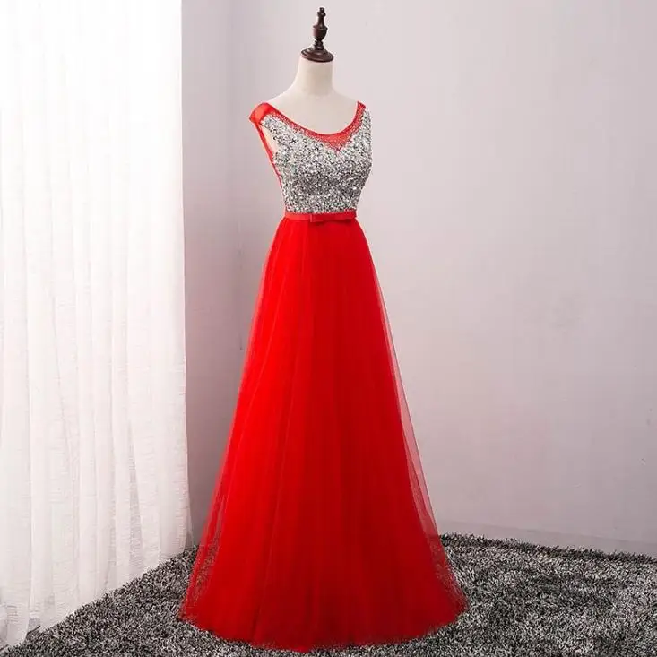 VENSANAC 2018 Crystals O Neck Sequined Long A Line Evening Dresses Elegant Lace Tank Bow Sash Tulle Party Prom Gowns VENSANAC 2018 Crystals O Neck Sequined Long A Line Evening Dresses Elegant Lace Tank Bow Sash Tulle Party Prom Gowns