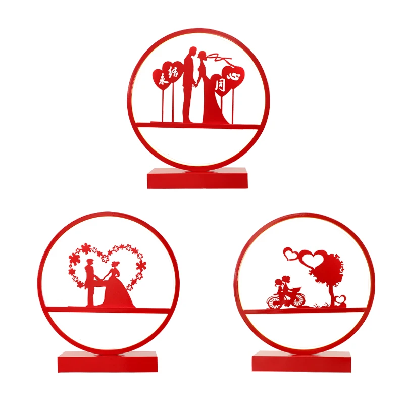 

Table lamp wedding room birthday gift red festival modern contracted bedroom bedside decoration dimming romantic lamps