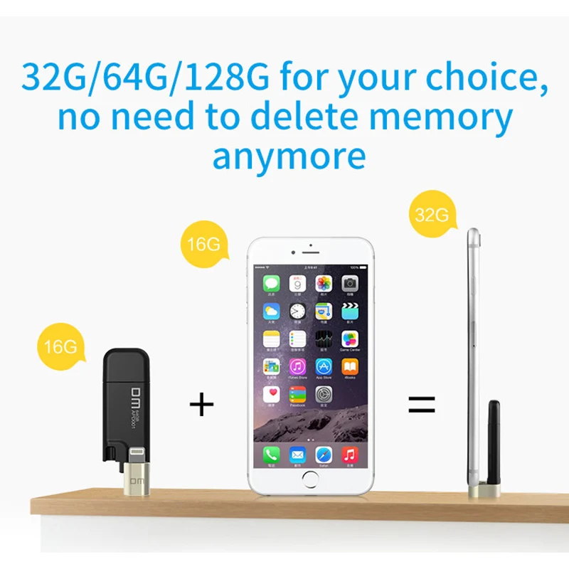 USB флеш накопитель DM APD001 128 ГБ 64 для iPhone X 8 7 6 Plus Lightning металлический u диск MFi iOS10