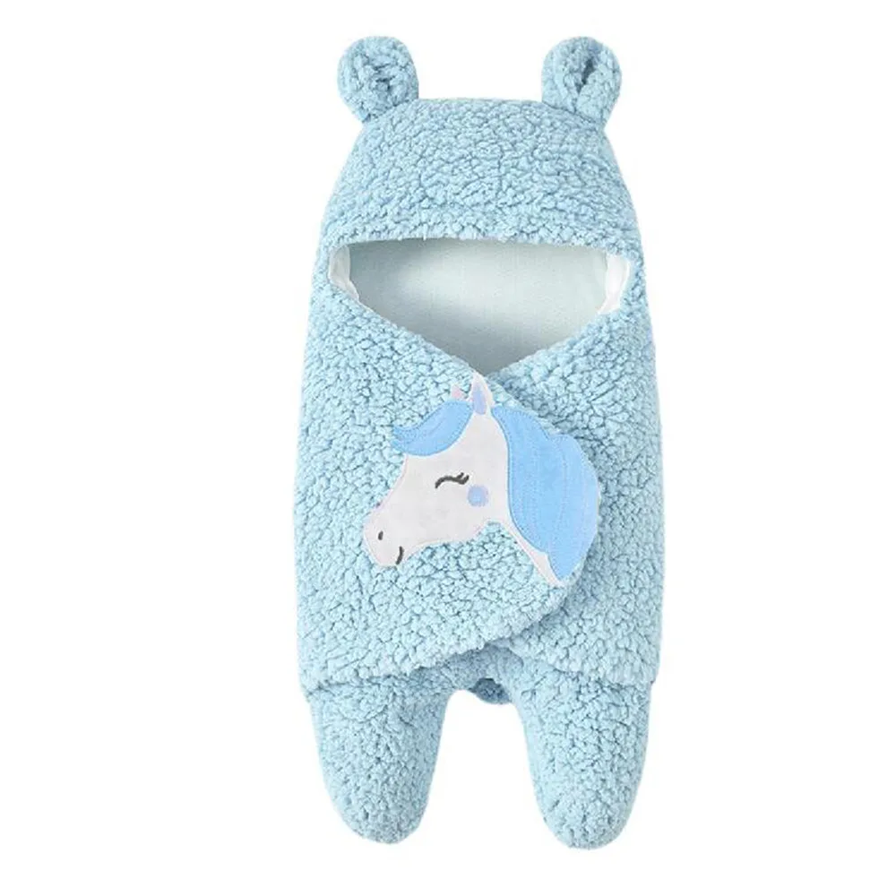 Детское Пеленальное Одеяло для сна, зимнее милое детское теплое Пеленальное Одеяло с рисунком лошади для новорожденных
