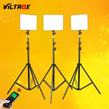 VILROX 3pcs VL-200T Bi-color Dimmable Wireless remote LED Video Light Panel Lighting Kit+75" Light Stand for studio shooting VILROX 3pcs VL-200T Bi-color Dimmable Wireless remote LED Video Light Panel Lighting Kit+75" Light Stand for studio shooting